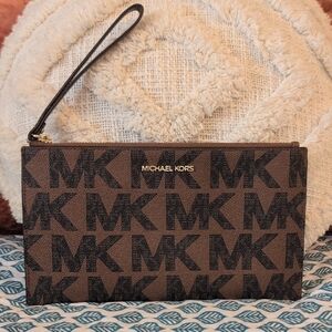 Michael Kors Monogram Brown and Black Clutch
